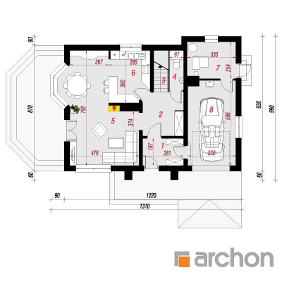 Maja 1 korruseplaan - Dom w aksamitkach 2 (N)