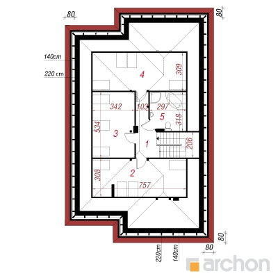 Maja 2 korruseplaan - Dom w imbirze (PD)