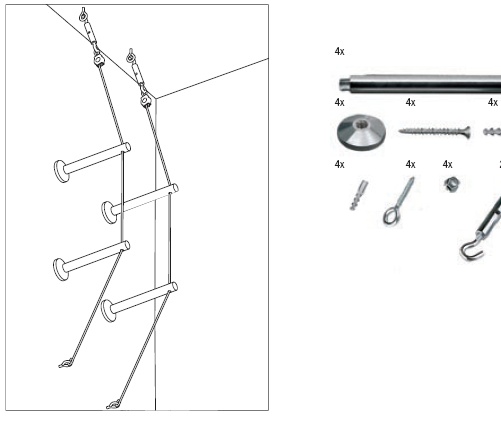 Valgusti - Spannmontageset 4 Umlenker Chrom
