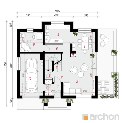  Maja asparites (PN) 1. korruse plaan