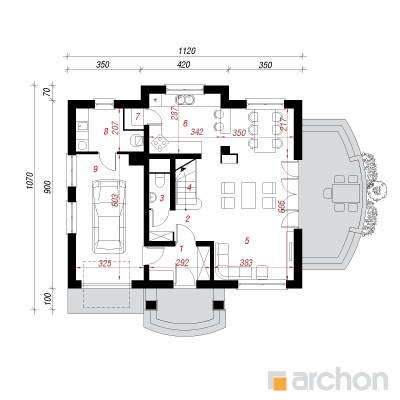  Maja asparites 1. korruse plaan