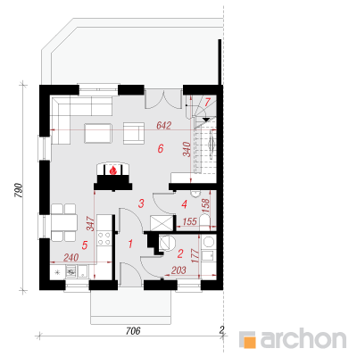  Maja pohlades (B) 1. korruse plaan