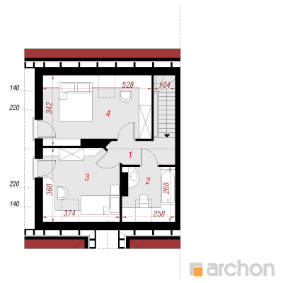 Maja pohlades (B) 2. korruse plaan