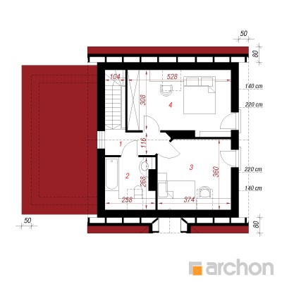  Maja pohlades (G) 2. korruse plaan