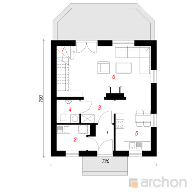  Maja pohlades 1. korruse plaan