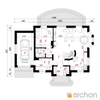  Maja virsikupuudes 1. korruse plaan