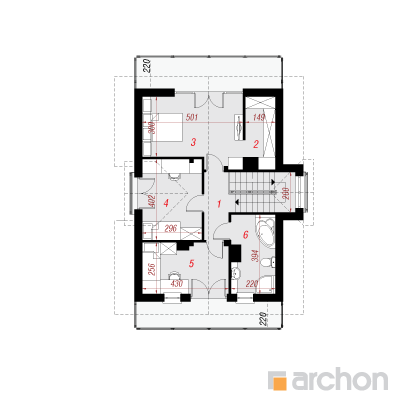  Maja budleiades(W) 2. korruse plaan