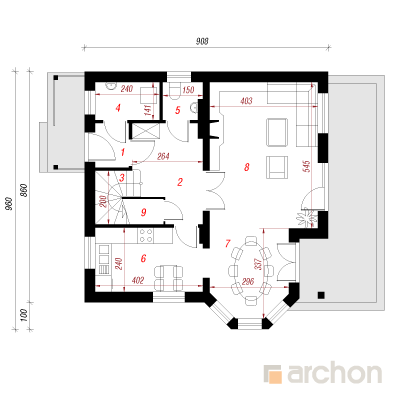  Maja pöökpuudes 4 1. korruse plaan