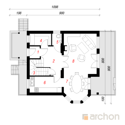  Maja pöökpuudes 1. korruse plaan