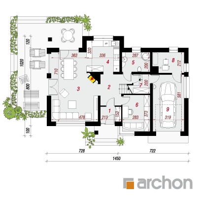  Maja bugenvilleades 1. korruse plaan