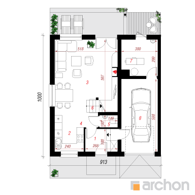  Maja alpikannides 3(B) 1. korruse plaan