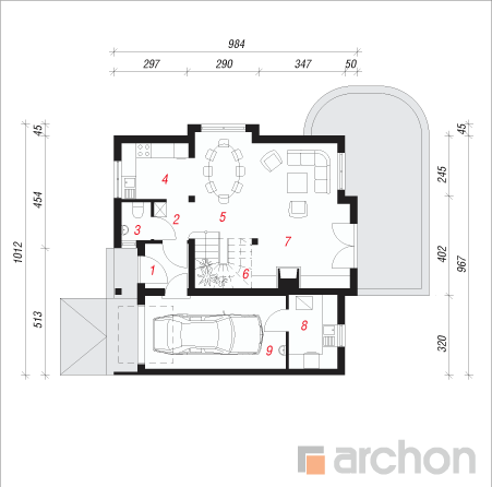  Maja alpikannides 1. korruse plaan