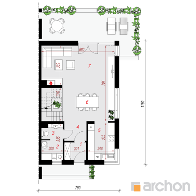  Maja mustikates (B) 1. korruse plaan