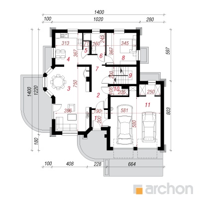  Maja tammesalus (G2P) 1. korruse plaan