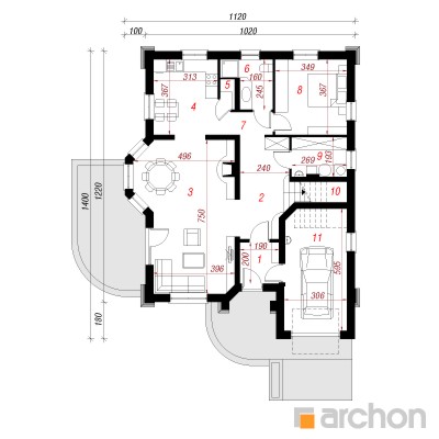  Maja tammesalus 1. korruse plaan