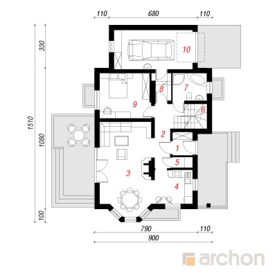  Maja vägiheinas 2 (P) 1. korruse plaan