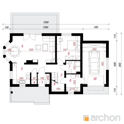 Maja vägiheinas (G) 1. korruse plaan