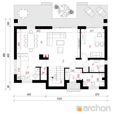  Maja mõrsjalilledes 1. korruse plaan