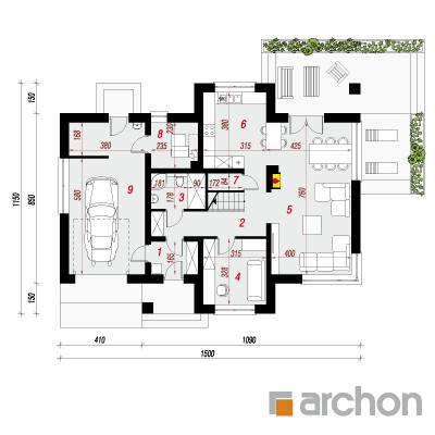  Maja Gloster'ites 1. korruse plaan