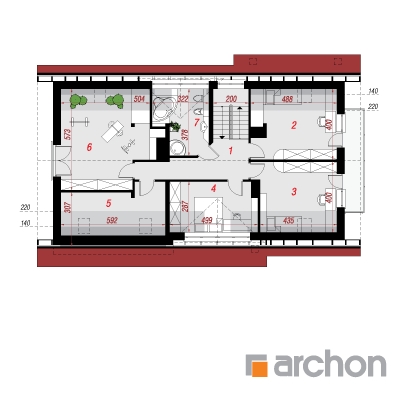  Maja kuld-nõelköites 2. korruse plaan