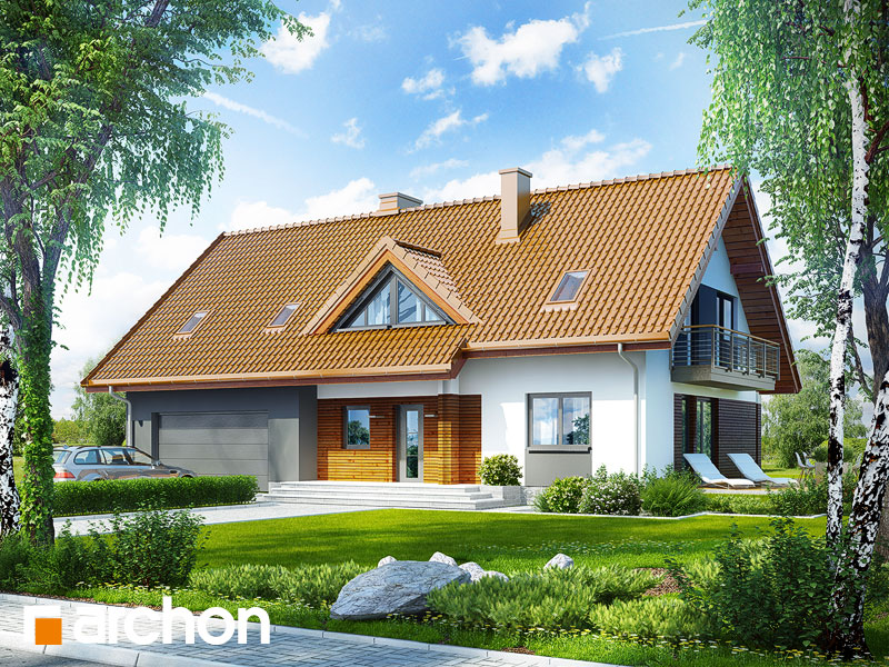 Maja kuld-nõelköites eestvaade