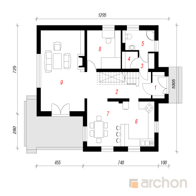  Maja mäekesel 1. korruse plaan