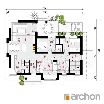  Maja pirnipuudes  (P) 1. korruse plaan