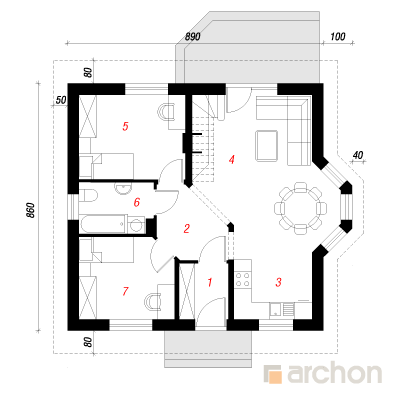  Maja marjades 1. korruse plaan