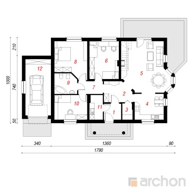  Maja punastes pihlakates (G) 1. korruse plaan