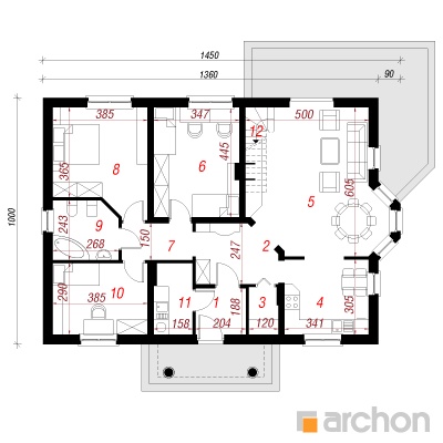  Maja punastes pihlakates (PD) 1. korruse plaan