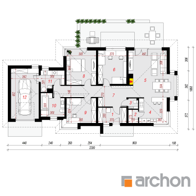  Maja punastes pihlakates (GN) 1. korruse plaan