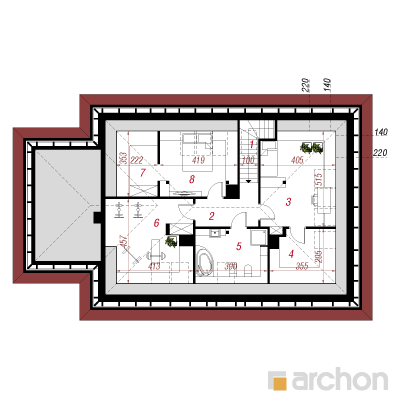  Maja punastes pihlakates (GPDN) 2. korruse plaan