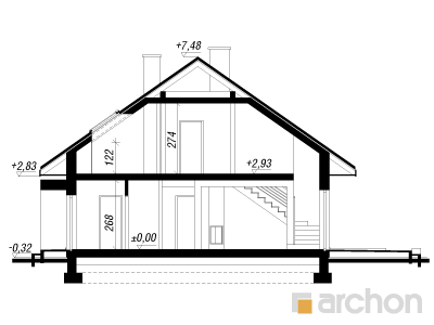 Maja punastes pihlakates (GPDN) lõige