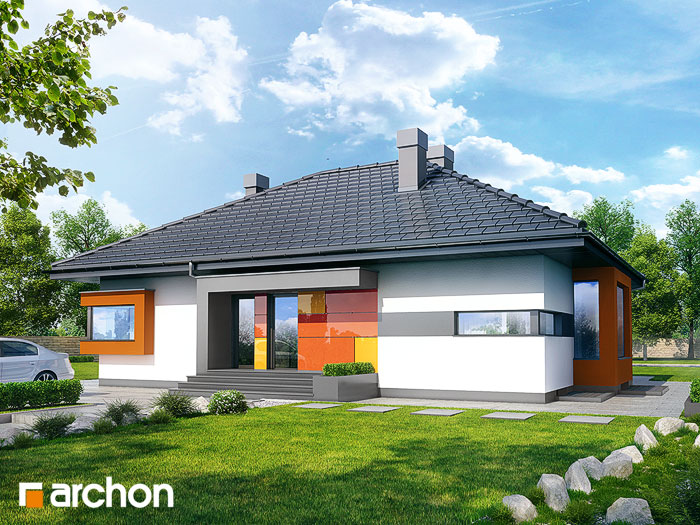 Maja punastes pihlakates (PN) eestvaade