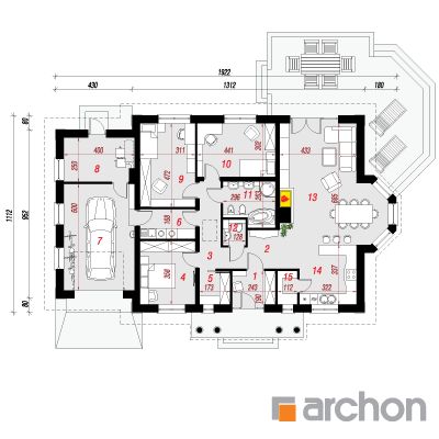  Maja punastes pihlakates 6 (G) 1. korruse plaan