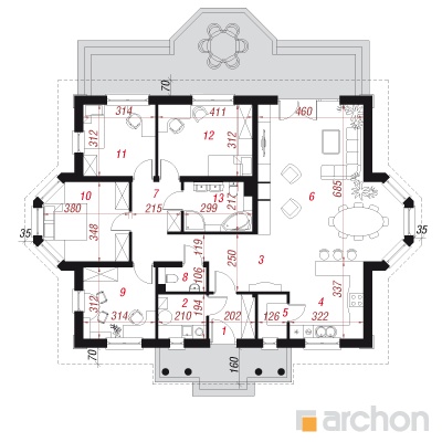  Maja punastes pihlakates 6 1. korruse plaan