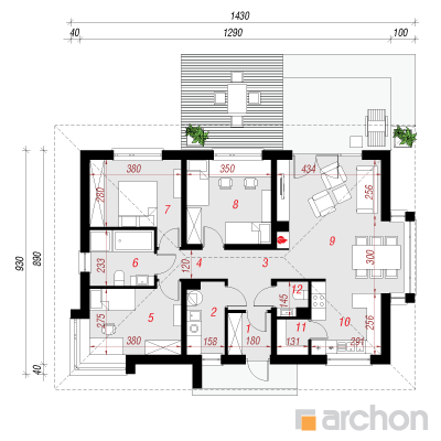  Maja punastes pihlakates 7 1. korruse plaan