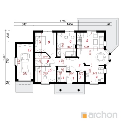  Maja punastes pihlakates (GPD) 1. korruse plaan