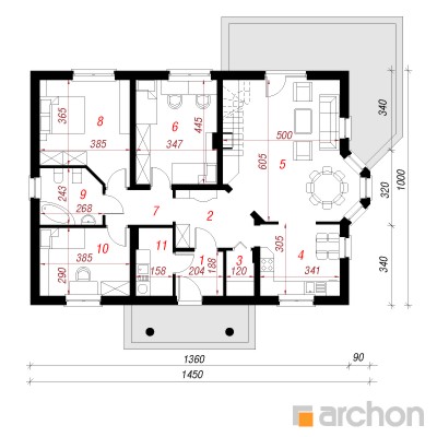  Maja punastes pihlakates 1. korruse plaan