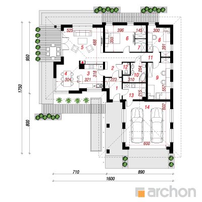  Maja kakaopuudes 1. korruse plaan