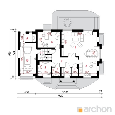  Maja kallades (P) 1. korruse plaan