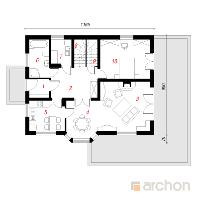  Maja lodjapuudes 1. korruse plaan