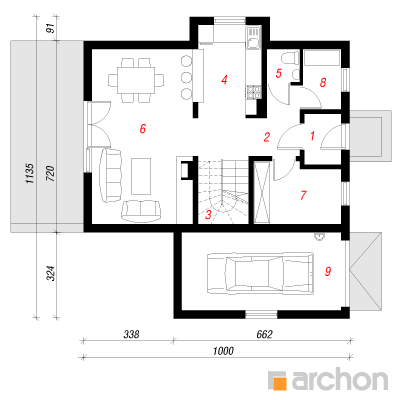  Maja kastanites 1. korruse plaan