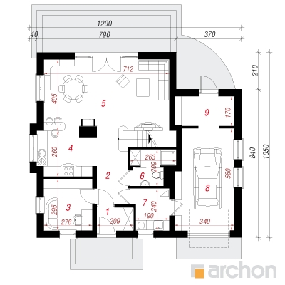  Maja trompetipuudes 1. korruse plaan