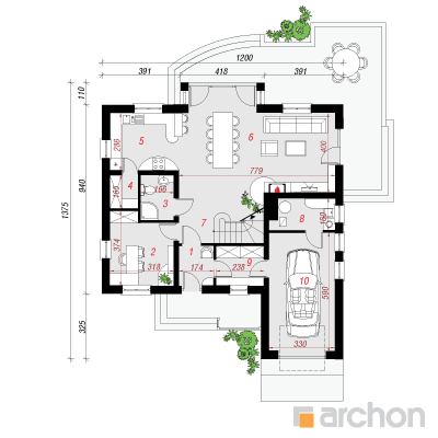  Maja kiivides (N) 1. korruse plaan
