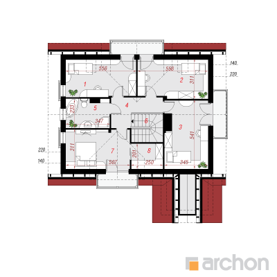  Maja kiivides (N) 2. korruse plaan