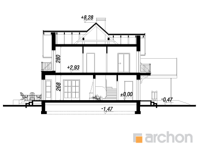 Maja kiivides (N) lõige