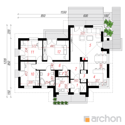  Maja tõlvpuudes 1. korruse plaan