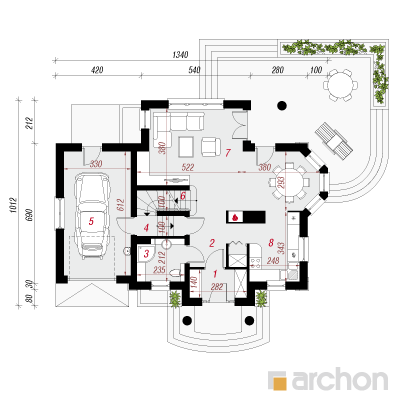  Maja mägimändides (P) 1. korruse plaan