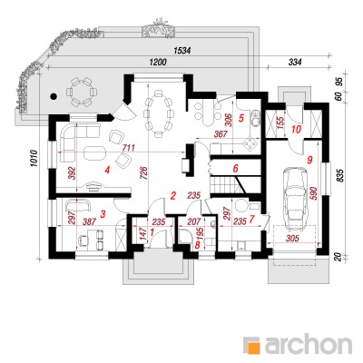  Maja veigelates 1. korruse plaan